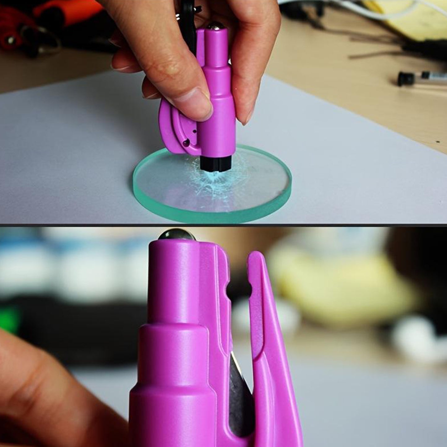 8761 2 In 1 Emergency Safety Cutter With Key Chain Small Portable Handy Emergency Safely Glass Breaking Seat Belt Cutting Keychain Tool