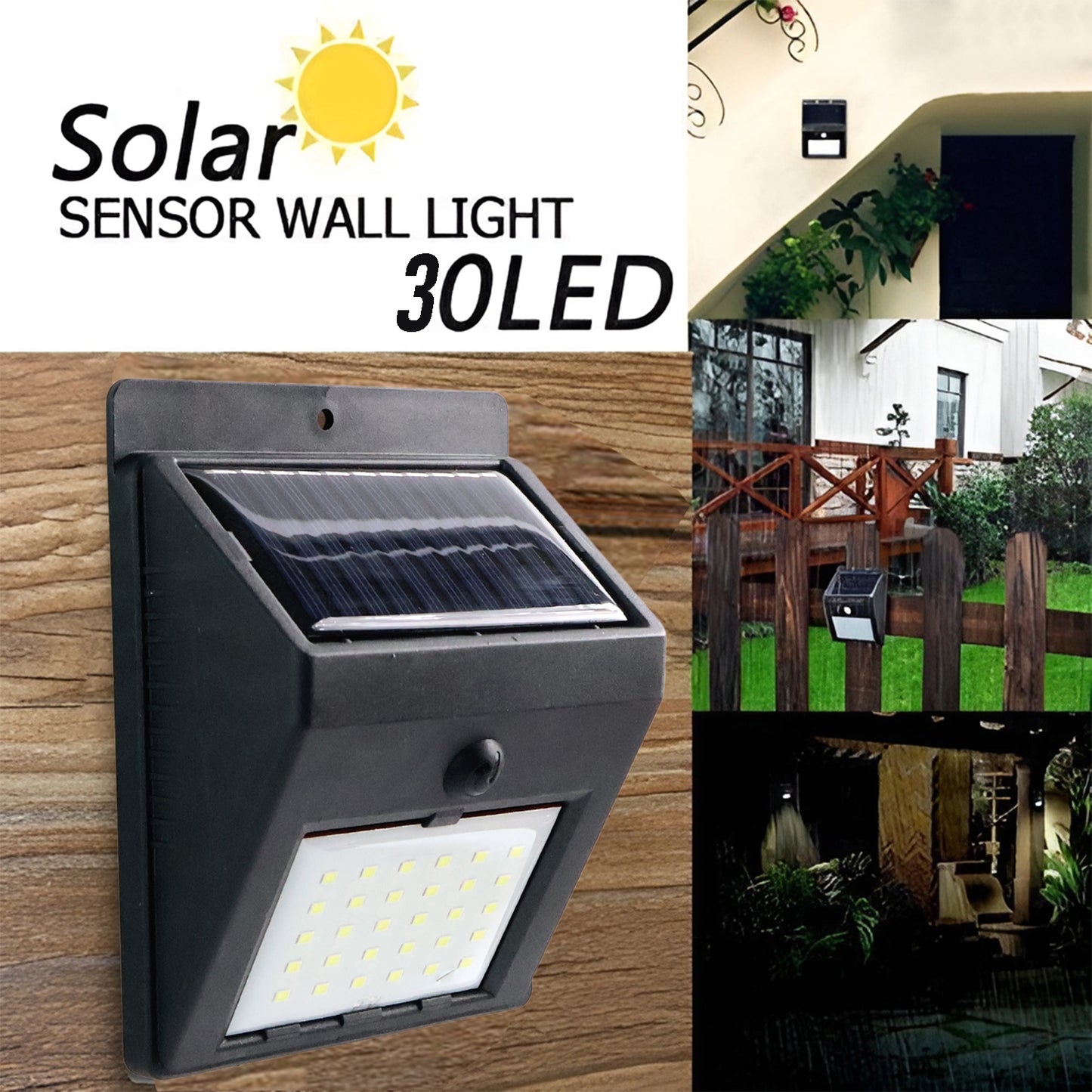 Solar Powered Led Wall Light - (1 Pc)